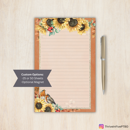 Sunflowers and Birds - Notepad