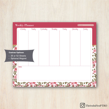 10" x 8" Weekly Planning Notepad | Floral