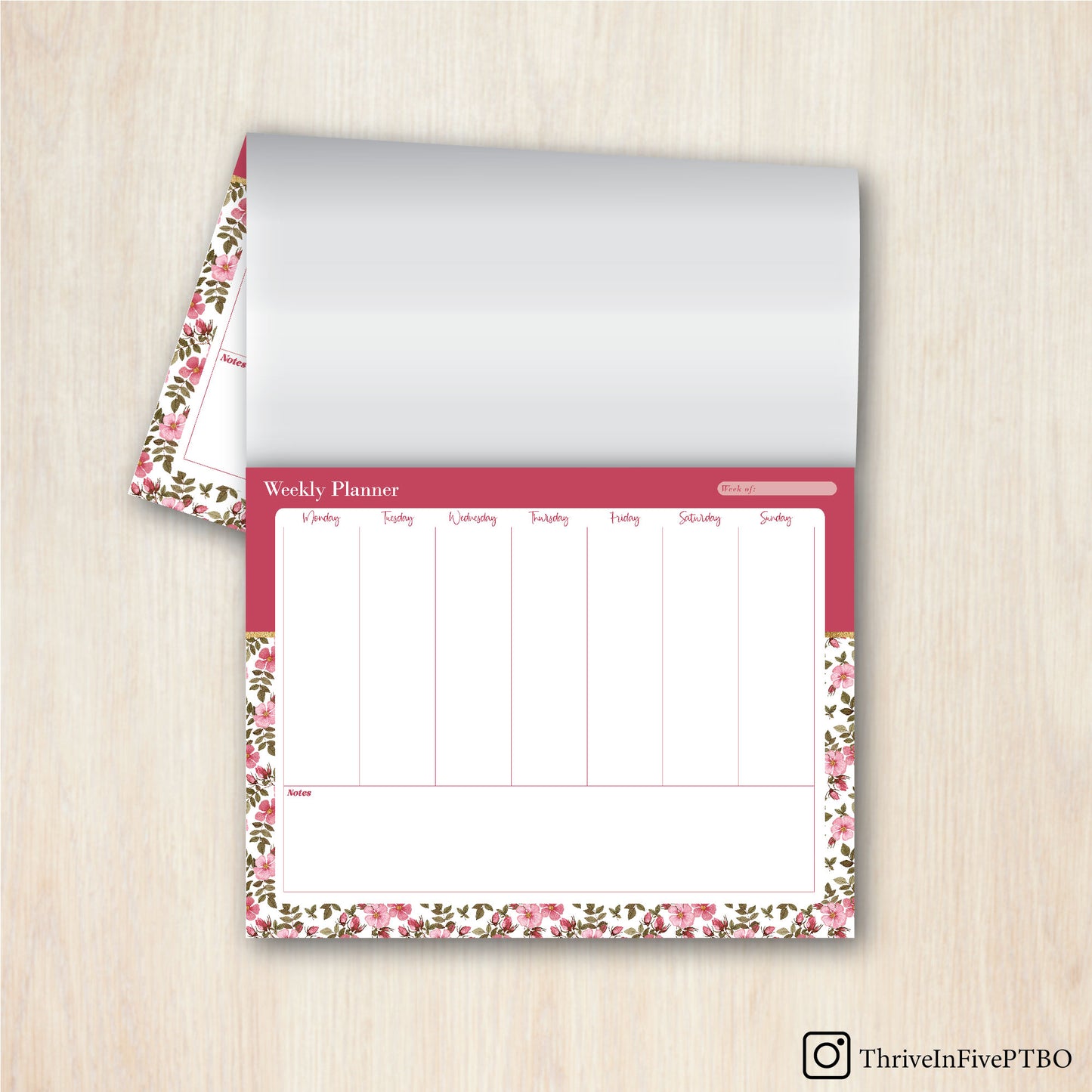 10" x 8" Weekly Planning Notepad | Floral