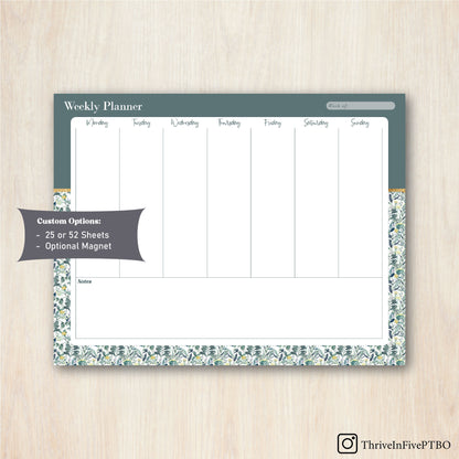 10" x 8" Weekly Planning Notepad | Floral