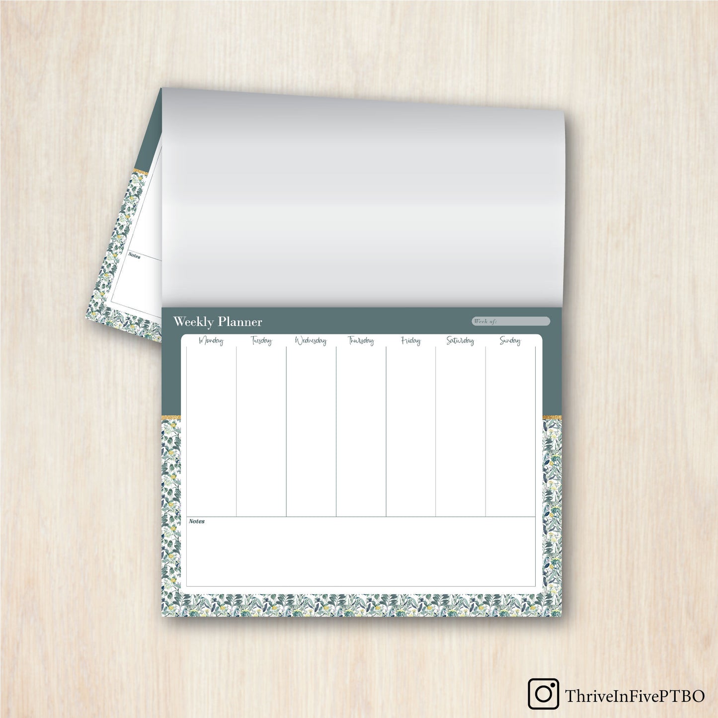 10" x 8" Weekly Planning Notepad | Floral