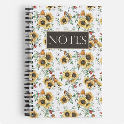 Coil Bound Notebook Sunflowers and Robins